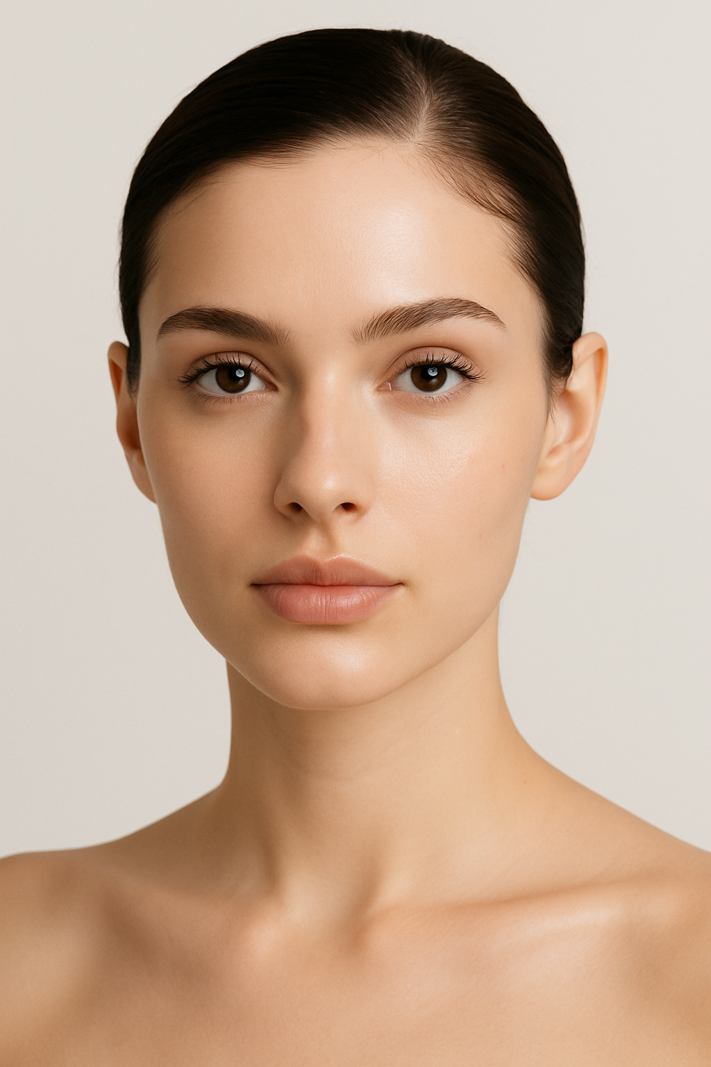 Beautiful woman with healthy, glowing skin showcasing the results of premium skincare products